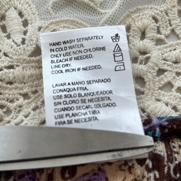 Bila Women Size XL Boho Tunic Top Sheer Lace Embroidered Romantic Praire Western - Picture 4 of 9